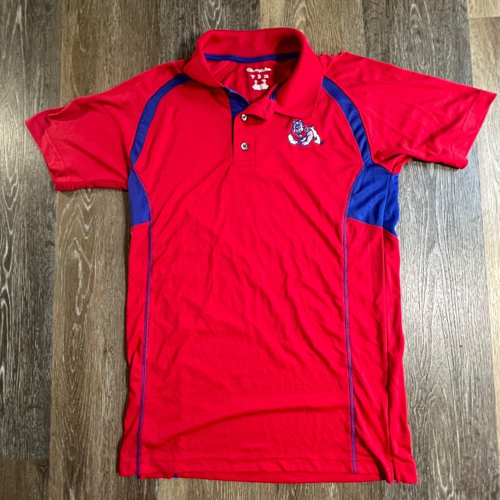 Champion Polo Shirt Mens Small Red Fresno State Bulldogs Performance S/S